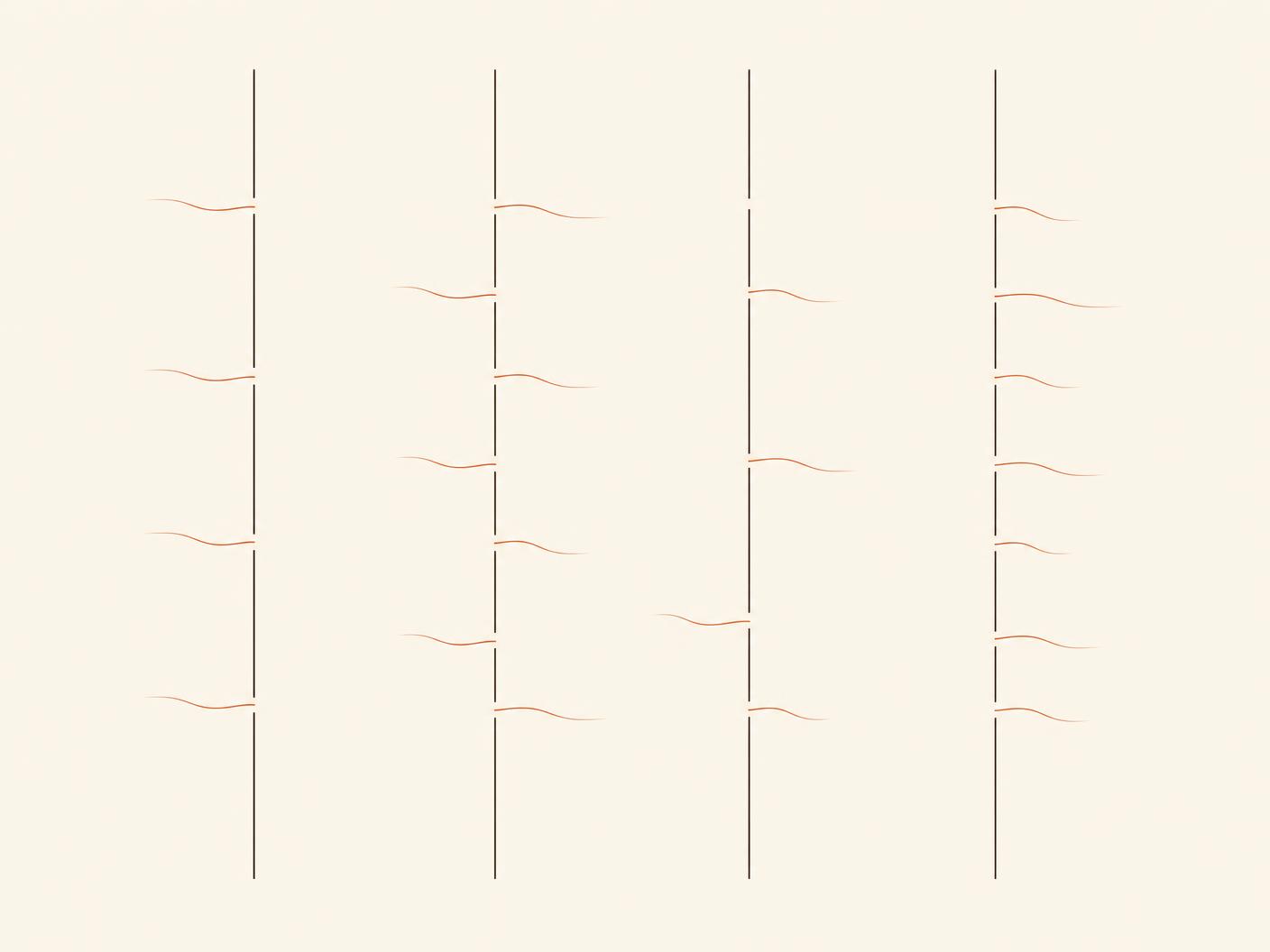 Editorial diagram: four parallel GTM channels with signal escaping at the gaps between them